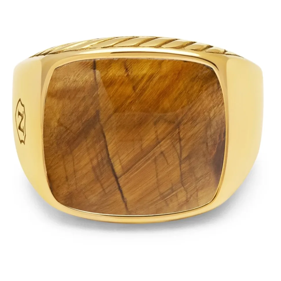 Gentleman's Gold Signet Ring with Brown Tiger Eye