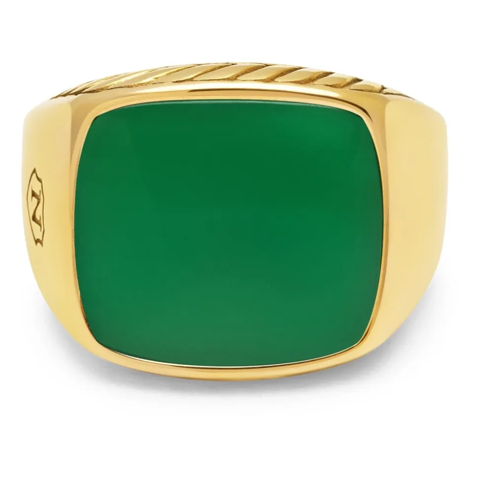 Gentleman's Gold Signet Ring with Green Agate