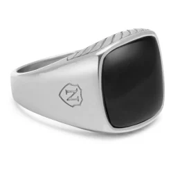 Gentleman's Silver Signet Ring with Black Onyx