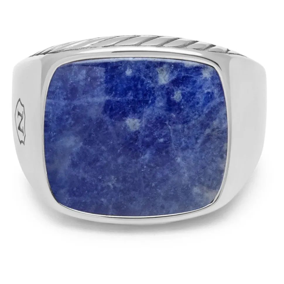 Gentleman's Silver Signet Ring with Blue Dumortierite