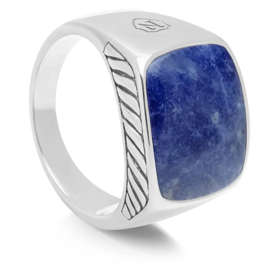 Gentleman's Silver Signet Ring with Blue Dumortierite