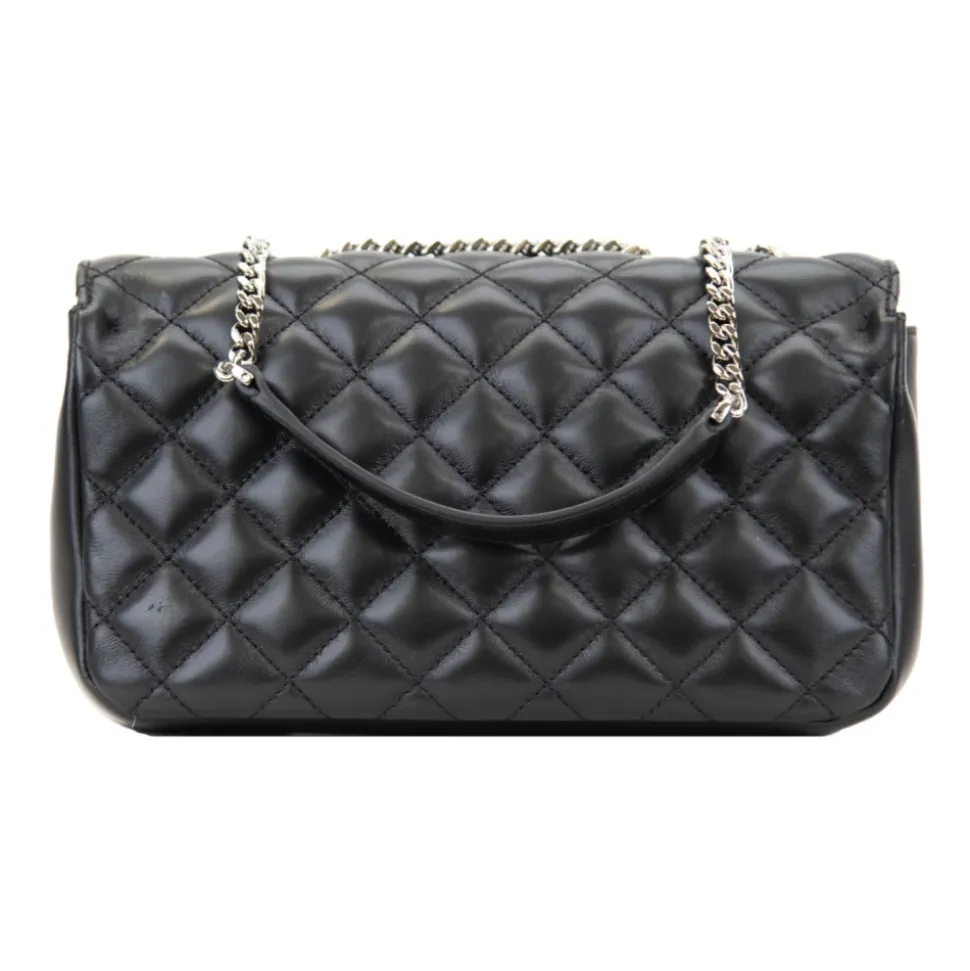 Gepolsterte Leder-Schultertasche mit Magnetknopf