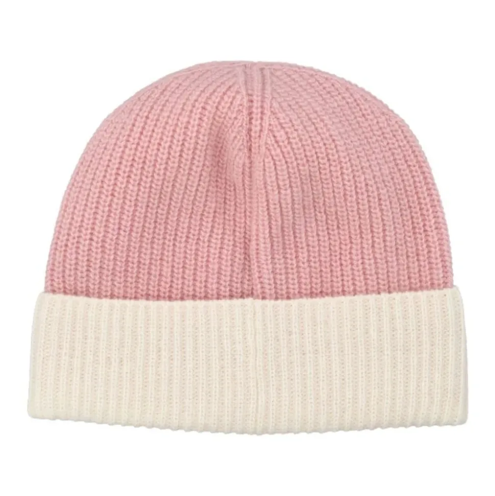 Gerippte Rosa Nylonmütze Logo Vorne