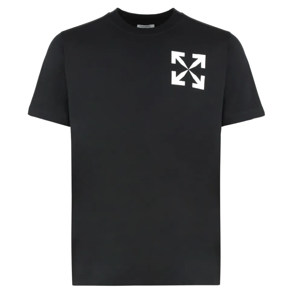 Geripptes Crew-Neck T-Shirt aus Baumwollmischung