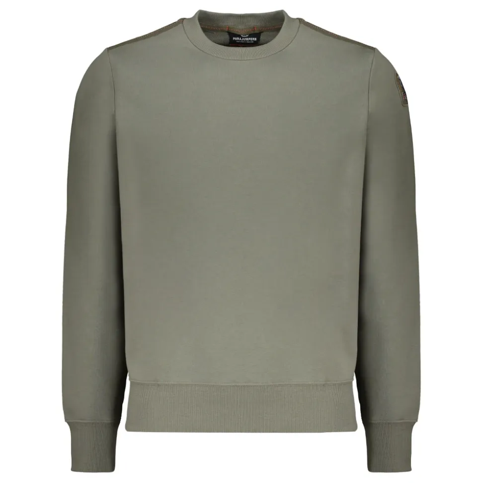 Geripptes Rundhals-Sweatshirt mit Logo-Patch
