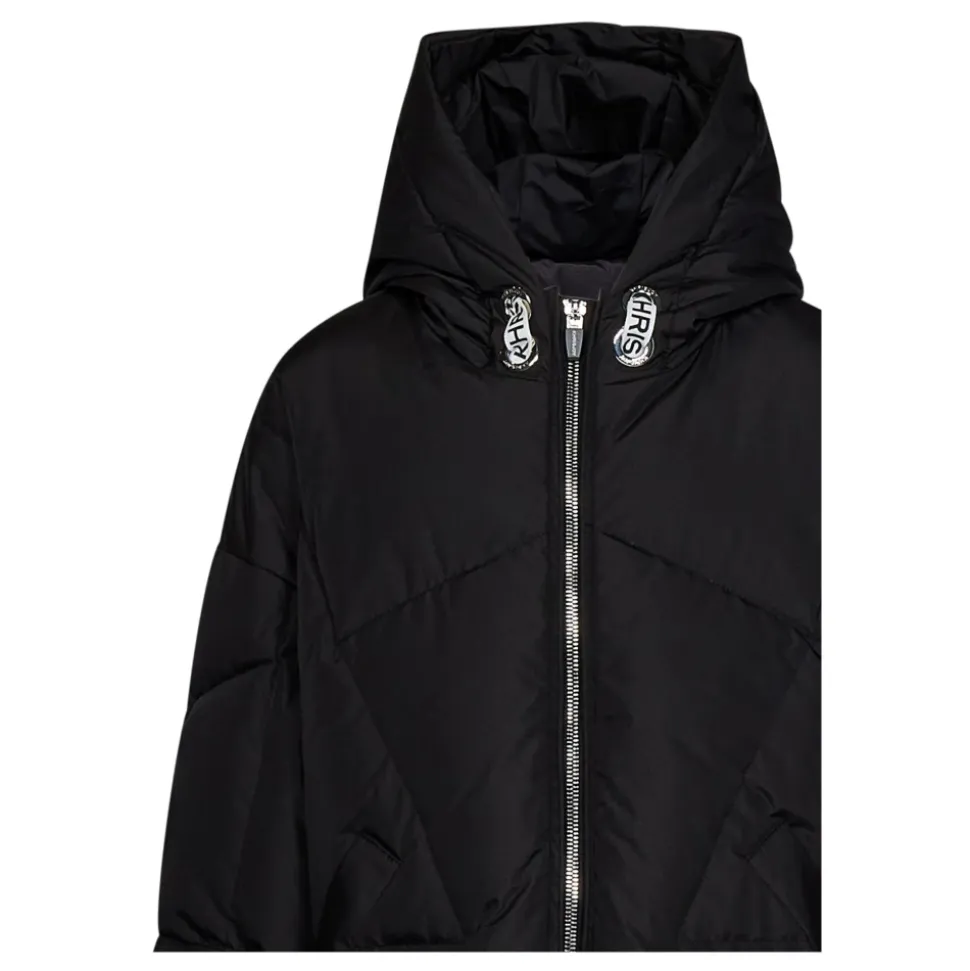 Gesteppte Daunenjacke mit schwarzer Kapuze