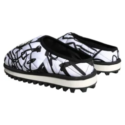 Gesteppte Logo Slide Sandalen Schwarz Weiß
