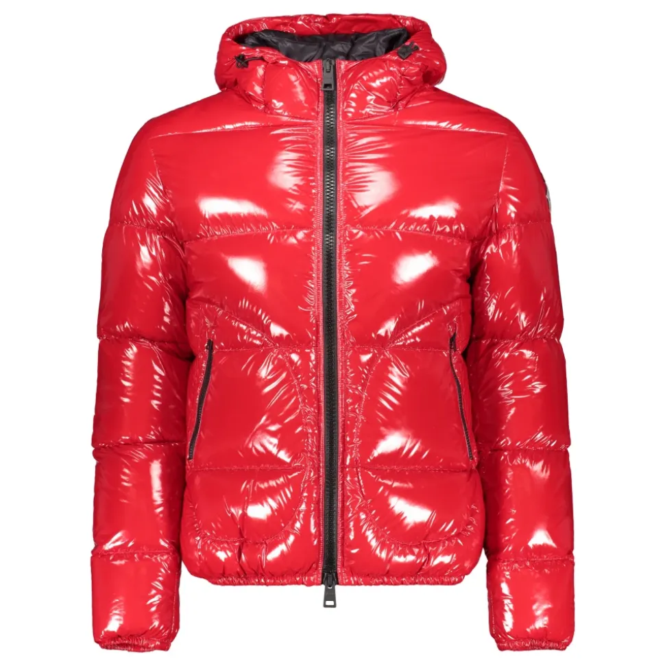Glänzende Daunenjacke mit Kapuze