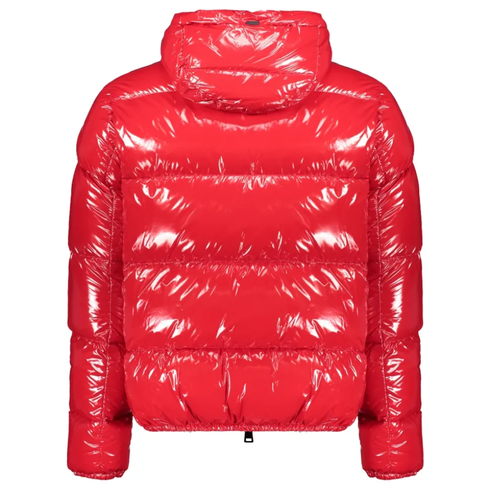 Glänzende Daunenjacke mit Kapuze