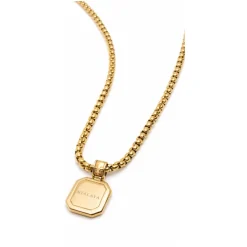 Gold Necklace with Square Malachite Pendant