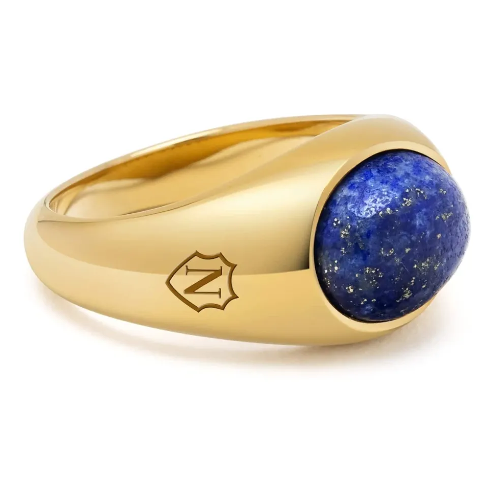 Gold Oval Signet Ring with Blue Lapis