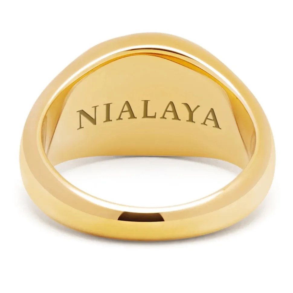 Gold Oval Signet Ring with Blue Lapis