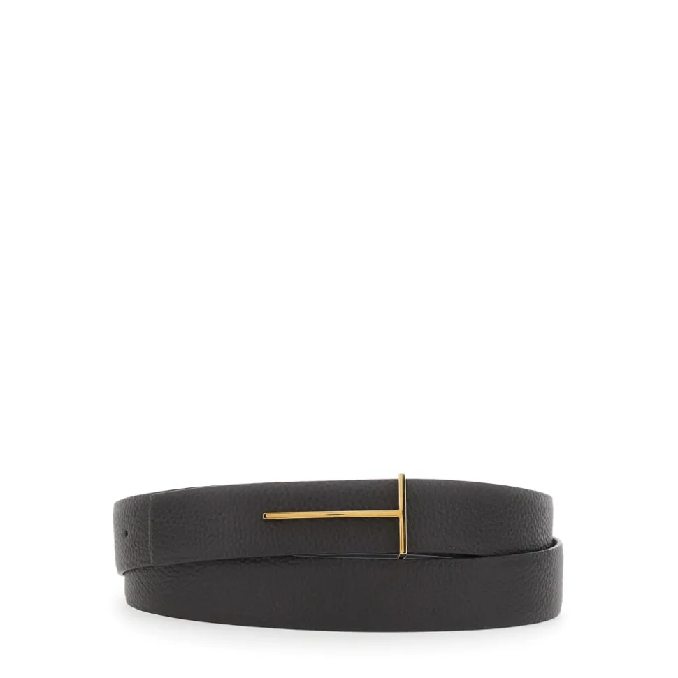 Grain Leather Slim T Reversible Belt