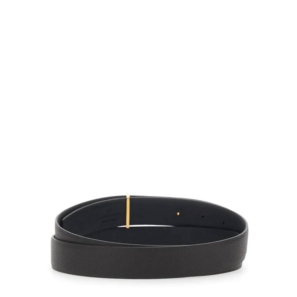 Grain Leather Slim T Reversible Belt