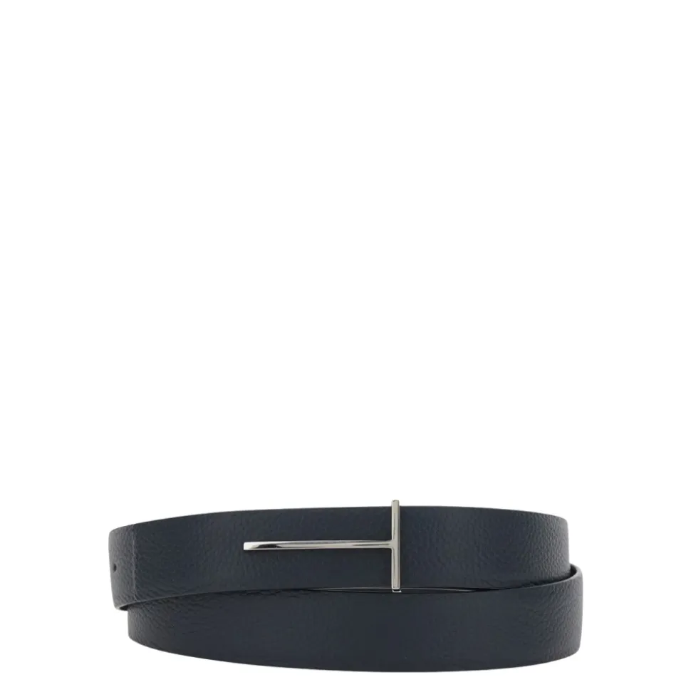 Grain Leather Slim T Reversible Belt