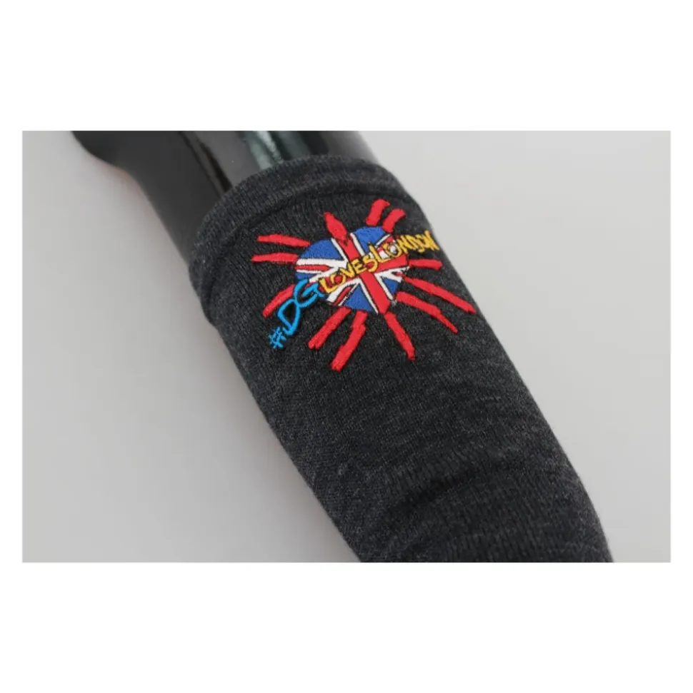 Graue Bestickte Wollhandschuhe