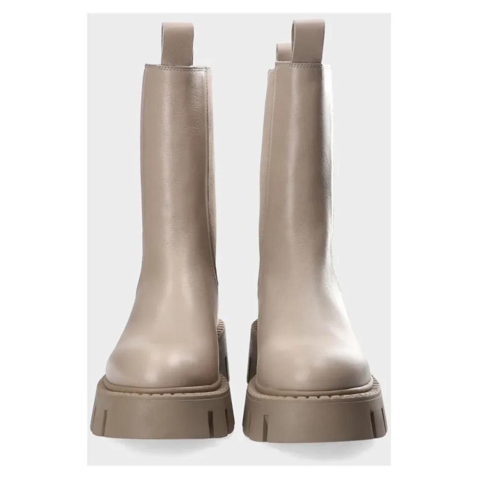 Graue Leder Chelsea Boots