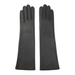 Graue Leder-Logo-Handschuhe
