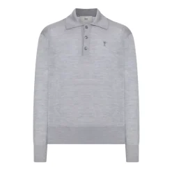 Graue Wollpolo mit Besticktem Detail