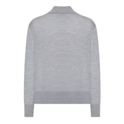 Graue Wollpolo mit Besticktem Detail