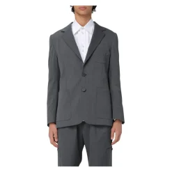 Grauer Bestickter Blazer für Männer