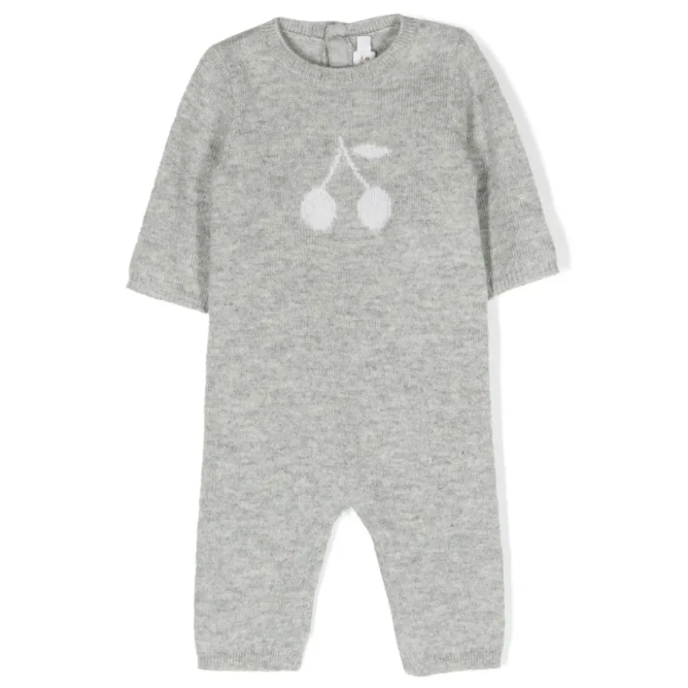 Grauer Kaschmir-Playsuit mit Kirschlogo