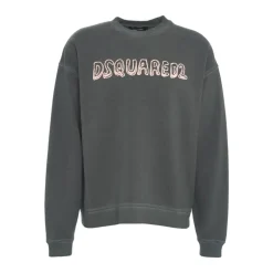 Grauer Sweatshirt Lockerer Schnitt Logo-Druck