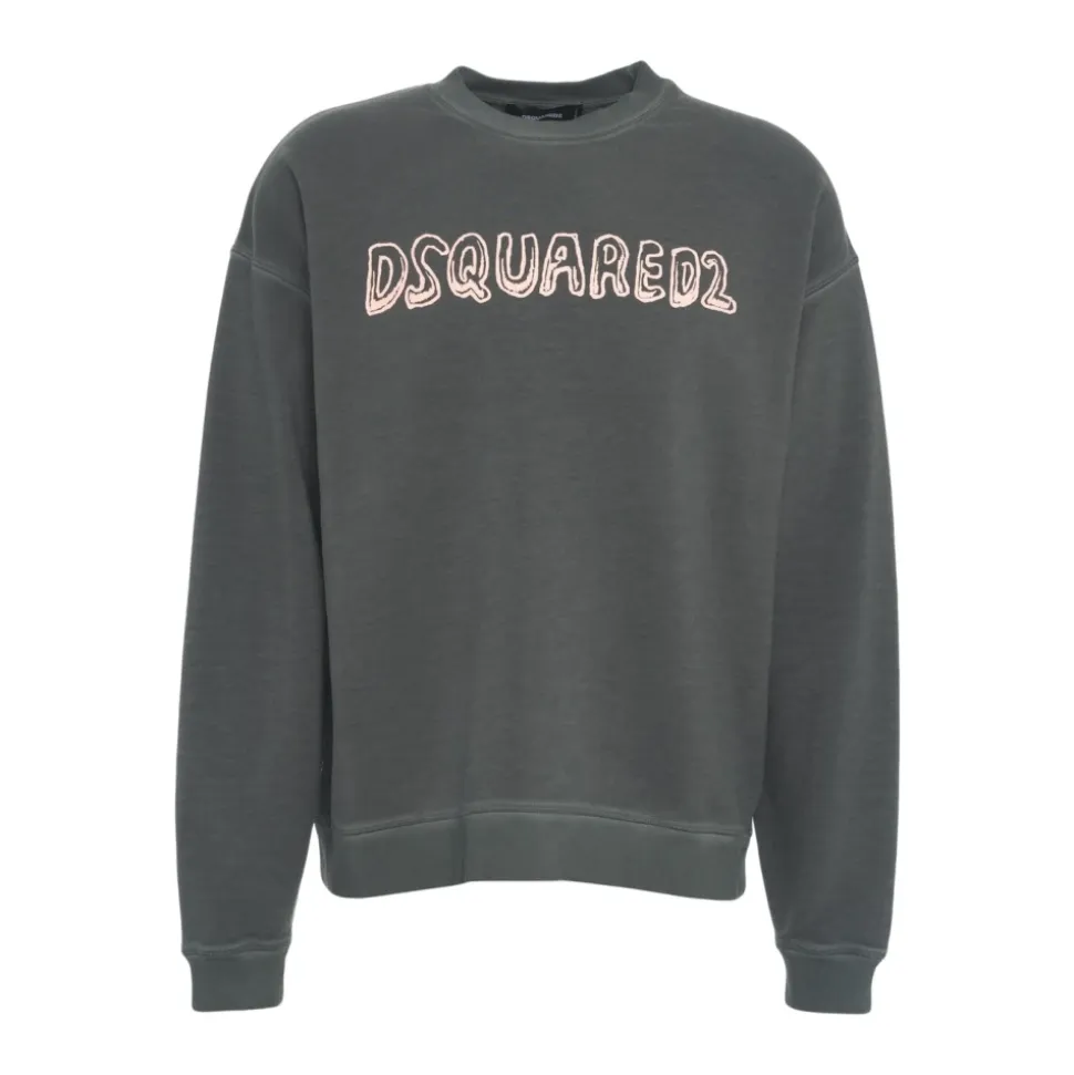 Grauer Sweatshirt Lockerer Schnitt Logo-Druck