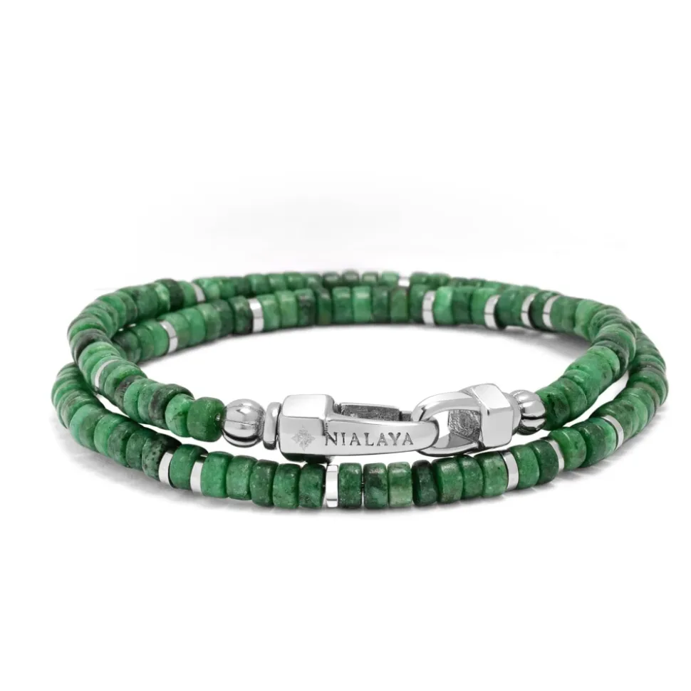 Green Malachite Heishi Wrap Bracelet