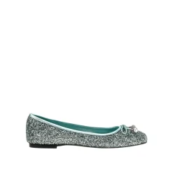 Grüne Ballerinas mit Glitzer und Schleifendetail
