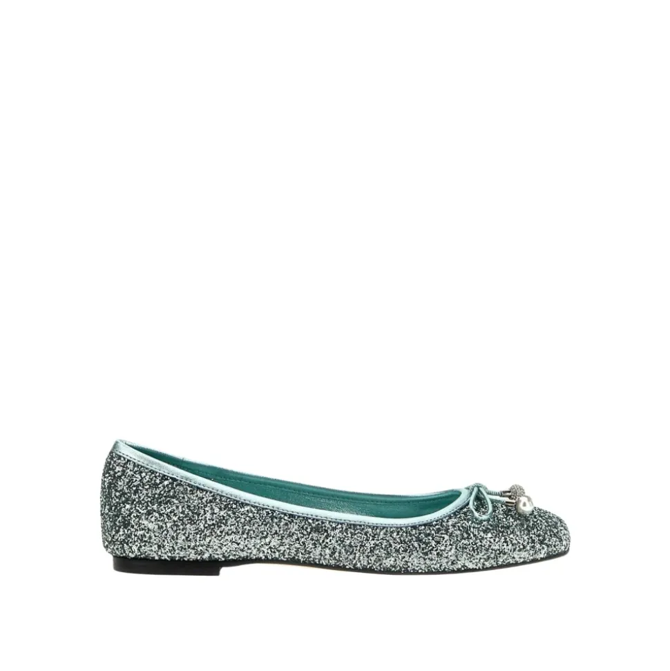 Grüne Ballerinas mit Glitzer und Schleifendetail