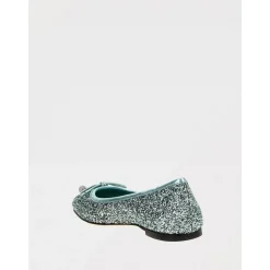 Grüne Ballerinas mit Glitzer und Schleifendetail