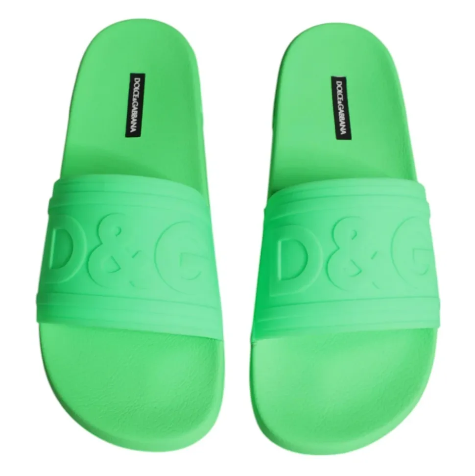 Grüne Leder Slides Sandalen