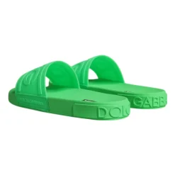 Grüne Leder Slides Sandalen