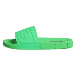Grüne Leder Slides Sandalen