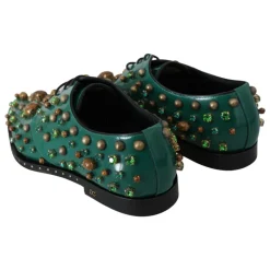 Grüne Lederkristallkleid Broque Schuhe
