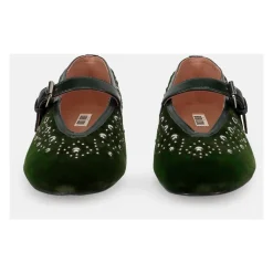 Grüne Samt Mary Jane Schuhe