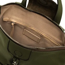 Grüner Leder-Rucksack mit Fronttaschen