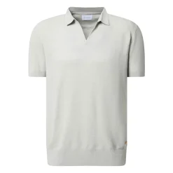 Grünes Baumwoll- und Leinenpolo-Shirt