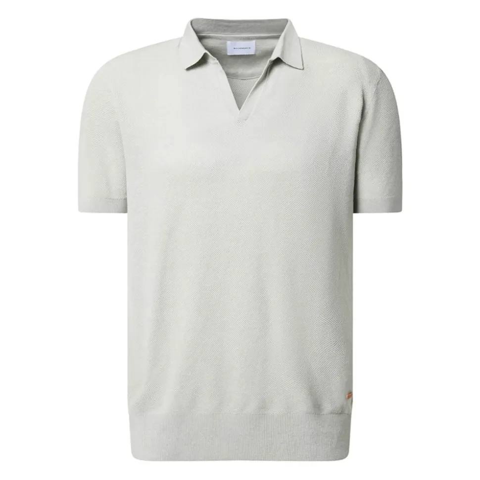 Grünes Baumwoll- und Leinenpolo-Shirt