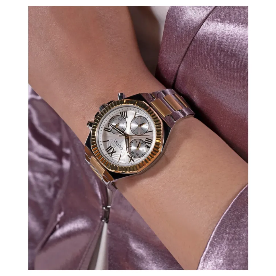 Guess Damen Multifunktionsuhr EQUALITY GW0769L3 Silber und Gold