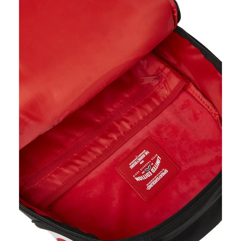 Gummizähne Haifischrucksack in Schwarz Rot