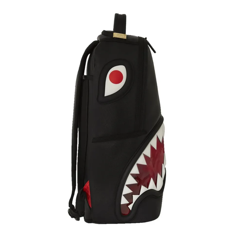 Gummizähne Haifischrucksack in Schwarz Rot
