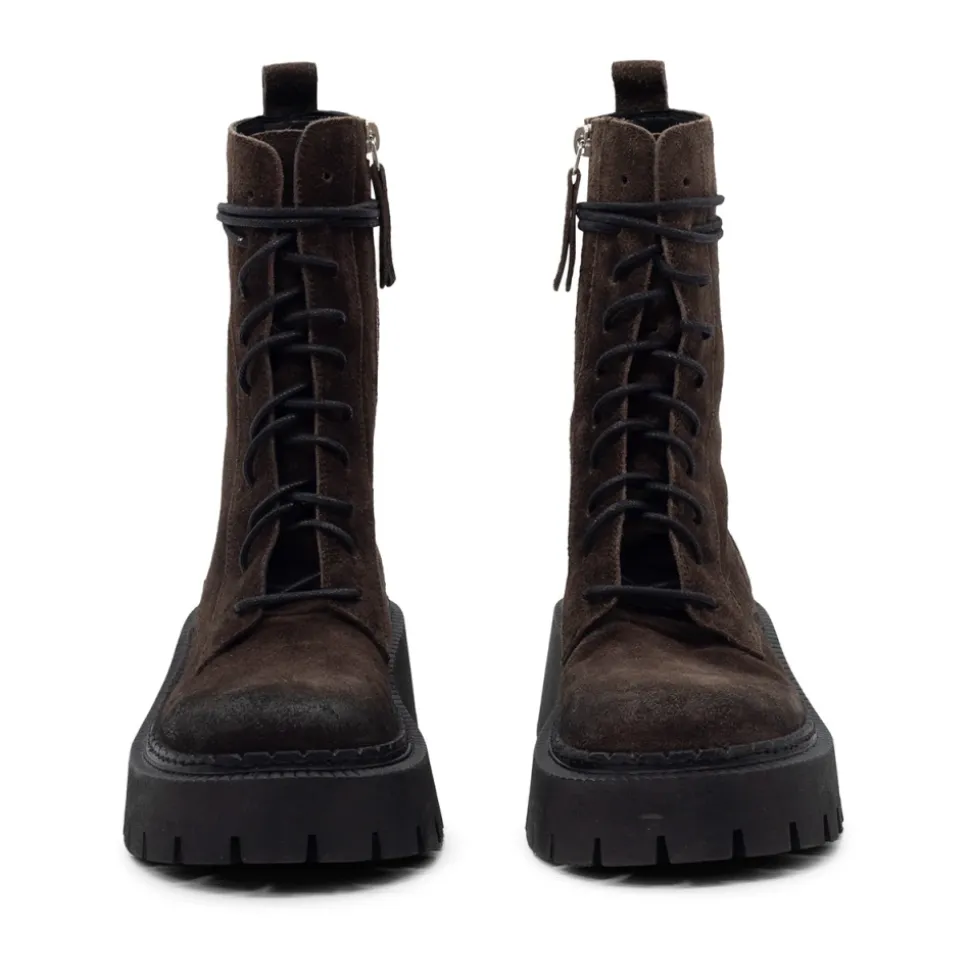 H04 Bob – Dunkelbrauner Schnür-Boot aus Vintage-Kalbsvelours