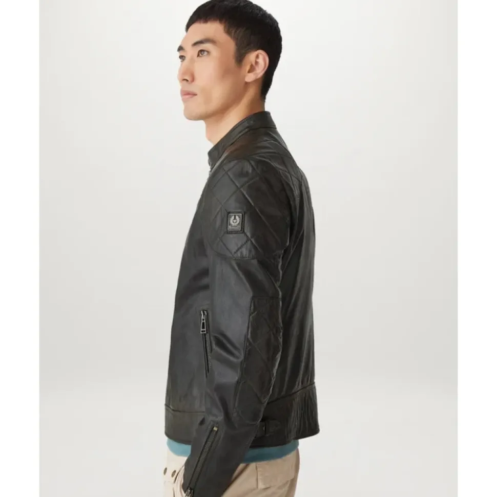 Hand Waxed Lederjacke in Schwarz