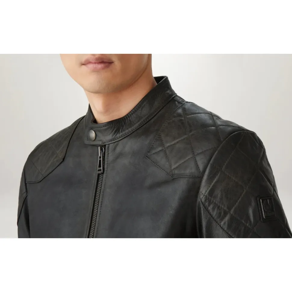 Hand Waxed Lederjacke in Schwarz