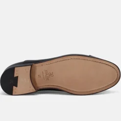 Handgefertigte schwarze Derby Schnürschuhe aus Leder