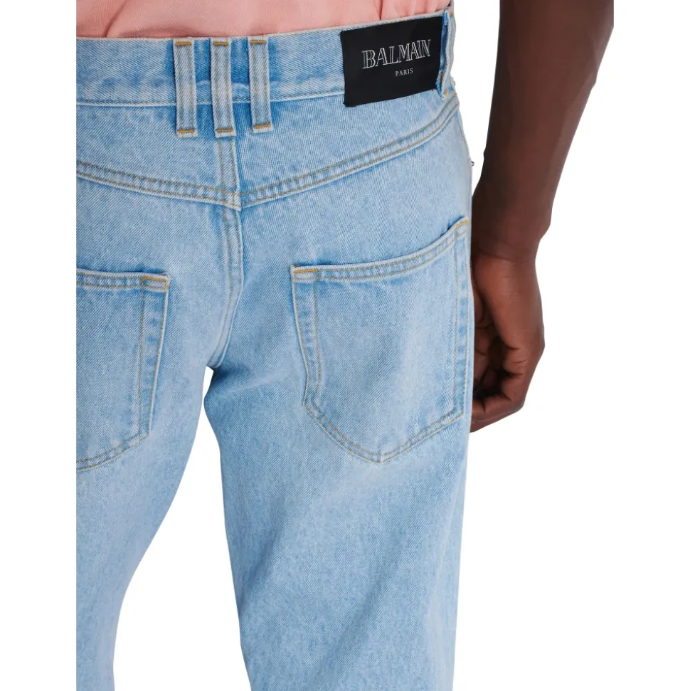 Hellblaue Regular-Fit-Denim-Jeans