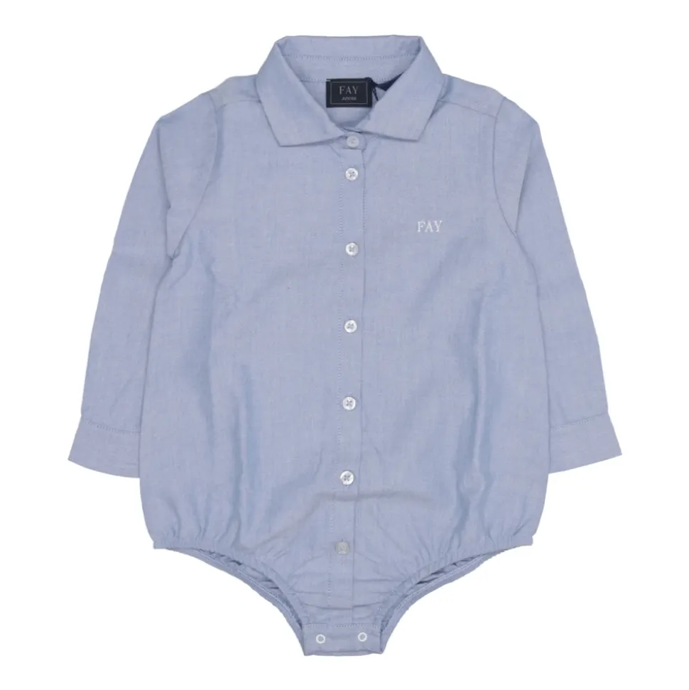 Hellblaues Baumwoll-Bodysuit-Shirt