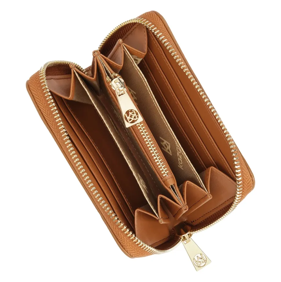 Hellbraune Brieftasche mit dekorativem Monogramm
